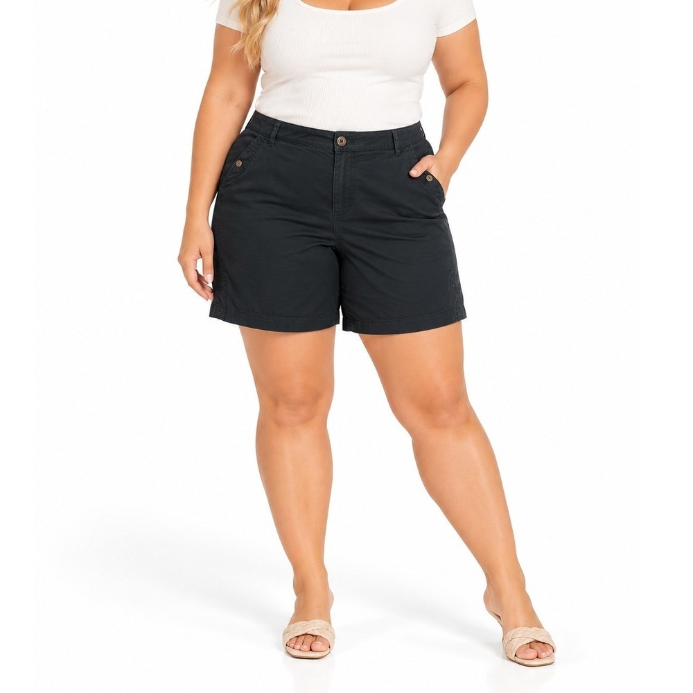 Lane Bryant Women's High Rise Comfort Closet Staple Chino Shorts Size 24 Black